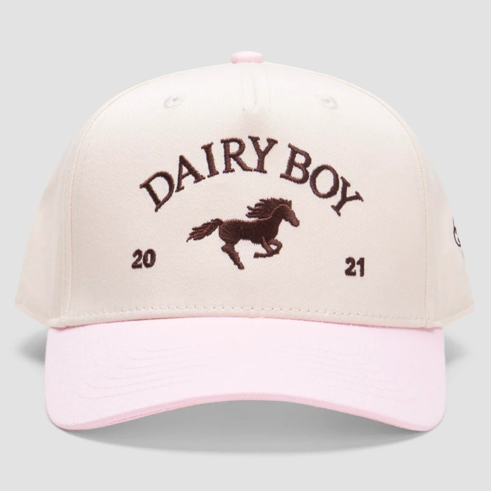 Dairy boy pink trucker hat
